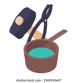Forging tool icon. Isometric illustration of forging tool vector icon for web