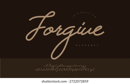 Perdonar Emocional Textured Pincel Script Fuente Alfabeto Vector Para Triste Cita Póster