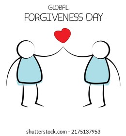  forgive me lettring illustration with two girl  holding  each other to spread love for prints posters tshirts and banners background. global forgiveness day