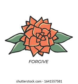 forgive text with red rose vector illustration.