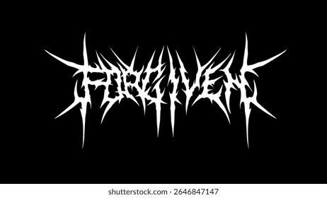 Vetor tipográfico perdoado em Spiky, estilo gótico metal agressivo, ideal para logotipos de banda, t-shirts, e adesivos escuros ou cartazes