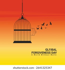 Forgiveness Day logo banner poster freedom peace love care safe concept idea graphic design vector template illustration social media web post flyer card wish theme. A World Without Walls