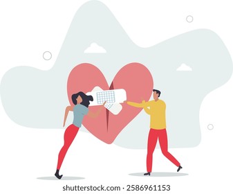 Forgiveness to keep relationship last long, togetherness or love couple concept,flat character life .