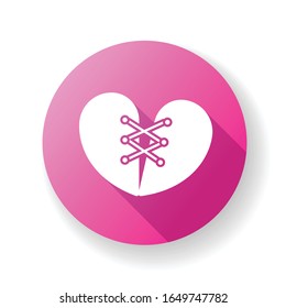 Forgiveness pink flat design long shadow glyph icon. Strong interpersonal connection, friendship. Moral value, virtue. Overcoming resentment, negative emotions. Silhouette RGB color illustration