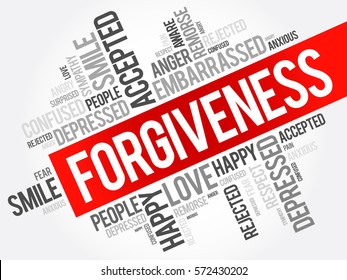 Forgiveness word cloud collage, social concept background