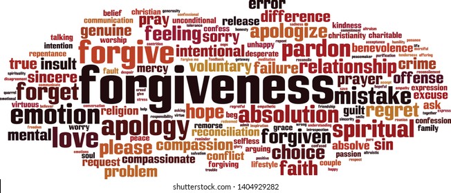 Forgiveness word cloud concept. Collage made of words about forgiveness. Vector illustration