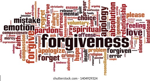 Forgiveness word cloud concept. Collage made of words about forgiveness. Vector illustration