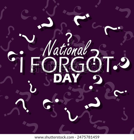 I Forgot Day event banner. Bold text with lots of exclamation marks scattered on dark purple background to celebrate on July 2nd