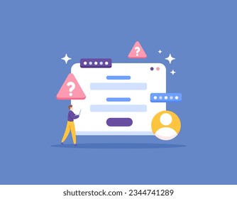 forgot password concept. can't log in to account because password is wrong. website user forgot his password. users, websites, applications, or software. flat and minimalist illustration concept