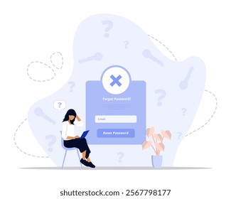 forgot password concept illustration. Suitable for landing page, ui, web, App intro card, editorial, flyer, and banner.