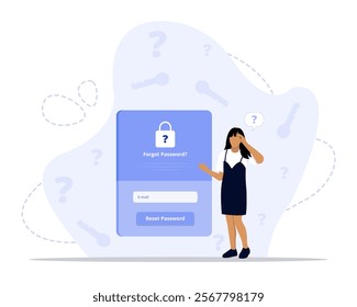 forgot password concept illustration. Suitable for landing page, ui, web, App intro card, editorial, flyer, and banner.