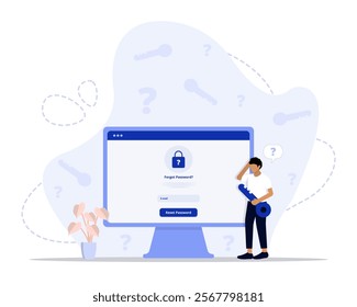 forgot password concept illustration. Suitable for landing page, ui, web, App intro card, editorial, flyer, and banner.