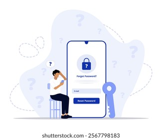 forgot password concept illustration. Suitable for landing page, ui, web, App intro card, editorial, flyer, and banner.