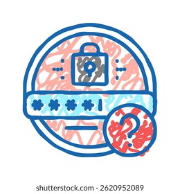 Vector de boceto de icono de doodle de Contraseña olvidado. signo de Contraseña olvidado. ilustración de símbolo aislado
