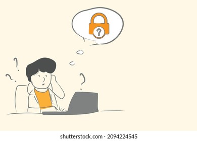 Forgot Password Icon Cartoon Design