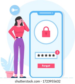 Forgot Password Login Woman Flat Illustration