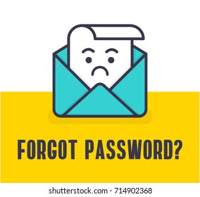 Forgot Password. Vector Illustration of sad character.