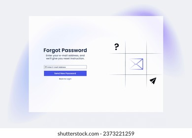 Forgot Password Web Page Template Design. web page with a password-reset vector. This design can be applied to mobile applications, landing pages, websites