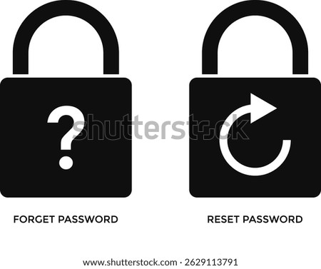 Forgot and reset password.  login successful icons for privacy. Account protection. key protection. Account protection