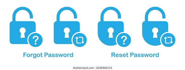 Forgot and reset password set icon, vector illustration