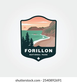 Forillon canada national park vetor illustration design, mar ​ ​vista com pôr do sol em forillon national park view