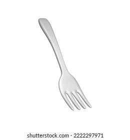 Fork 3d icon. cutlery. Isolated object on transparent background