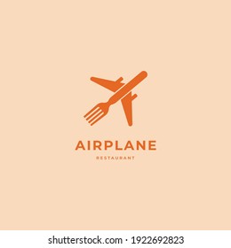 Fork with Airplane vector illustration. Creative ideas restaurant cafe food business logo icon sign symbol design concept