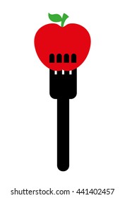 fork with apple isolated icon design