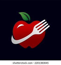 Fork and Apple for Restaurant logo design concept.