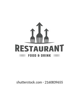 Fork arrow restaurant food and drink logo icon design template flat vector