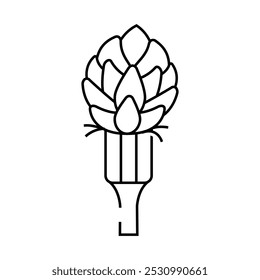 Gabel Artischocke Linie Symbol Vektor. Artischockenschild mit Gabel. isoliertes Kontursymbol, schwarze Illustration