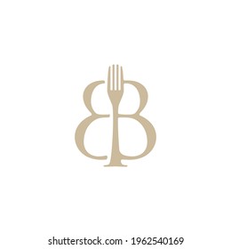 fork bb double b letter mark fork food restaurant logo vector icon illustration