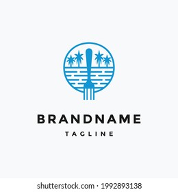 fork beach logo vector design template