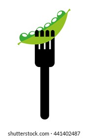 fork with beans isolated icon design