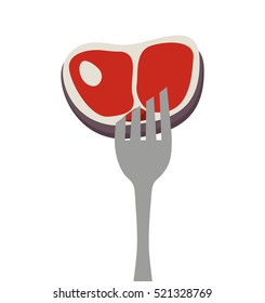 fork with beef meat isolated icon vector illustration design