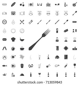 Fork black icon on the white background restaurant cafe set Flat vector illustration