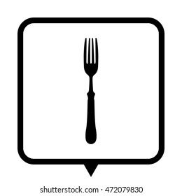 fork - black vector icon ; message bubble