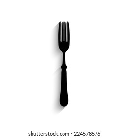 fork  - black vector icon with shadow
