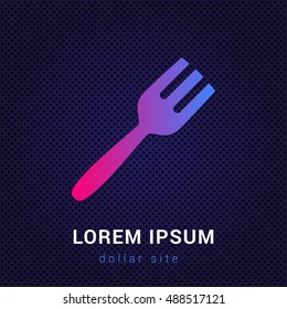 Fork Blue & Red colorful gradient attractive bright material Icon / Logo Design