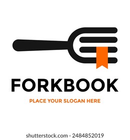 Fork book vector logo template. This design use fork and book symbol. Suitable for business, culinary.