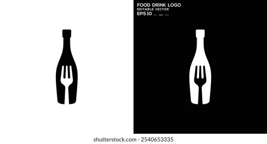 Fork and bottle logo, illustration icon symbol EPS 10