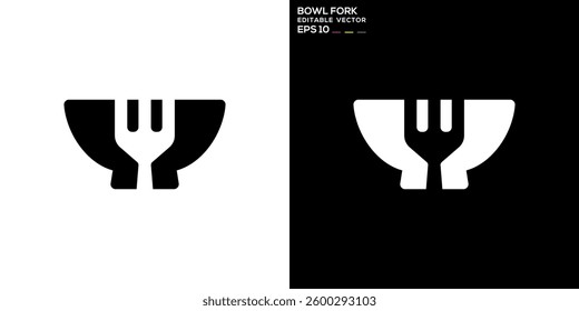Fork bowl logo. Menu, restaurant, food. Vector icon symbol design template EPS 10.	