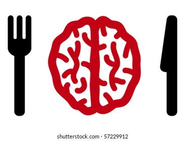 Horquilla, cerebro, cuchillo.