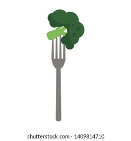 fork with broccoli icon cartoon vector illustration graphic design
