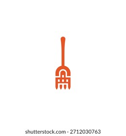 Tenedor en diseño de logotipo de forma de edificio.