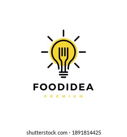 fork bulb food idea smart logo vector icon illustration