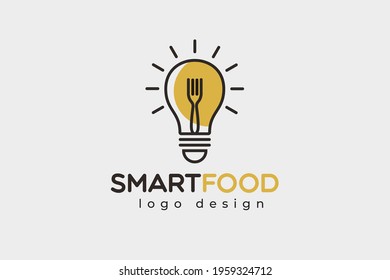 fork bulb food idea smart logo vector icon illustration