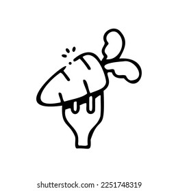 Fork with carrot vector icon hand drawn style.Can be use for wedding invitation, card design and background design