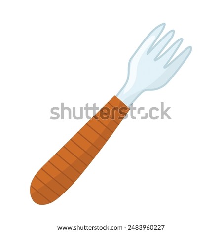 Fork in cartoon style isolated on white background. Doodle fork element for kids design. Vector illustration