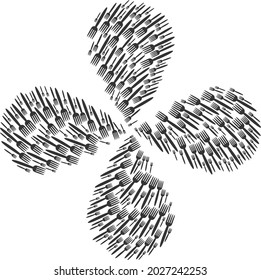 Fork centrifugal composition. Object flower combined from oriented fork symbols. Vector flower collage in flat style.